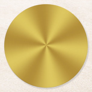 Dessous-de-verre Rond En Papier Radial Metallic Look Faux Gold