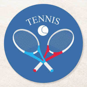 Dessous-de-verre Rond En Papier Raquettes de tennis et ballon de tennis