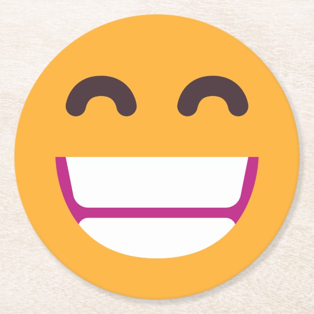 Dessous-de-verre Rond En Papier Rayonnement Visage Souriant Yeux mignons Couleurs  (Devant)