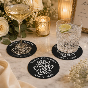 Dessous-de-verre Rond En Papier Réception de mariage Love is in the Air