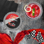 Dessous-de-verre Rond En Papier Red | Black Go Kart Racing Anniversaire<br><div class="desc">Rendez-vous pour fêter un anniversaire sur le thème du karting. Cette conception de fête d'anniversaire comporte un karting rouge et noir avec un entraînement casqué rouge et des flammes tirant sur le dos du karting. Les mots "Ready, Set, Go !" sont également faits dans un dégradé de flamme. Une paire...</div>