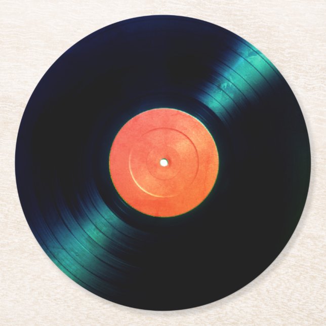 Dessous-de-verre Rond En Papier Regard rouge de faux de vinyle d'étiquette (Devant)