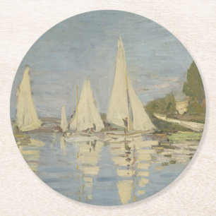 Dessous-de-verre Rond En Papier Régates à Argenteuil, peinture à l'huile, Claude M