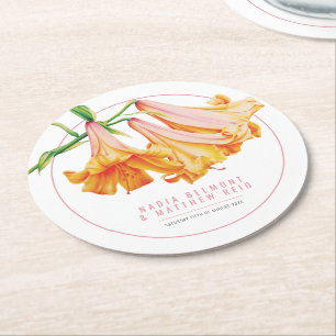Dessous-de-verre Rond En Papier reine africaine lily orange rose art floral mariag