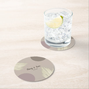 Dessous-de-verre Rond En Papier Remerciement Bohème Formes de Pampas Naturel