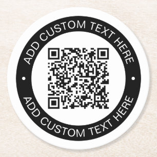 Dessous-de-verre Rond En Papier Remplacez par votre propre code QR ou image téléch