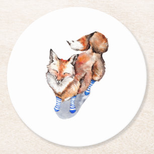 Dessous-de-verre Rond En Papier Renard en Chaussettes
