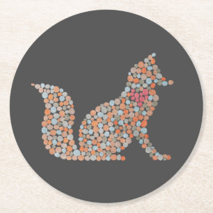 Dessous-de-verre Rond En Papier Renard pointillé coloré