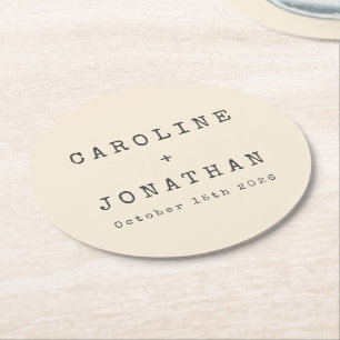 Dessous-de-verre Rond En Papier Rétro minimaliste de la machine à écrire mariage p
