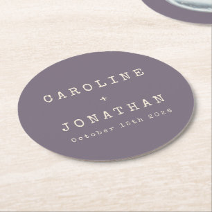 Dessous-de-verre Rond En Papier Rétro minimaliste Dusty Purple Mariage de machine