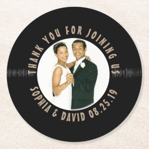 Dessous-de-verre Rond En Papier Retro Vinyl Record Mariage Faveur Photo Merci