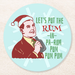 Dessous-de-verre Rond En Papier Rétros vacances d'adulte de rhum de fête de Noël