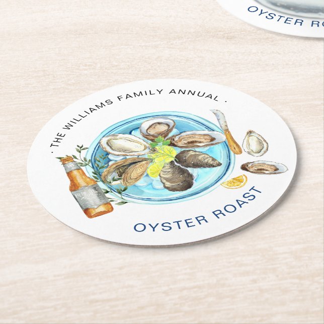 Dessous-de-verre Rond En Papier Robe d'huître d'été | Cuisine de fruits de mer (Incliné)