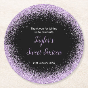 Dessous-de-verre Rond En Papier Robe violette claire Faux Parties scintillant douc