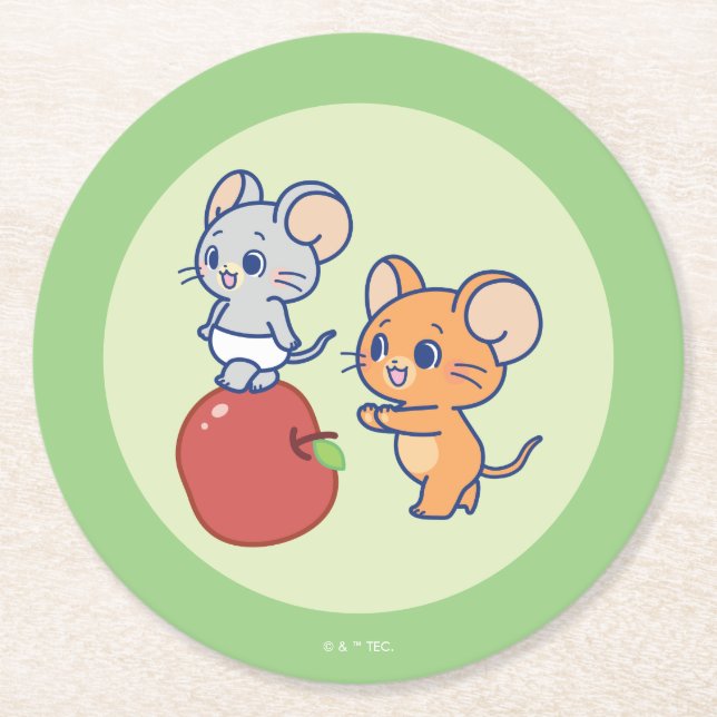 Dessous-de-verre Rond En Papier Rollage Anime Tuffy et Jerry Apple (Devant)