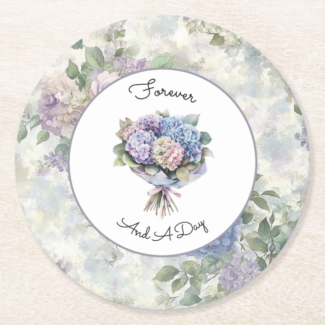 Dessous-de-verre Rond En Papier Romantic Purple Lavender Floral Wedding (Devant)