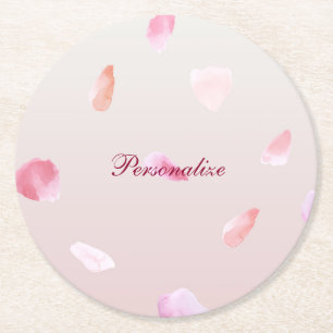 Dessous-de-verre Rond En Papier Romantique rose pâle Rose pétal floral