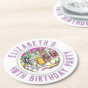 Dessous-de-verre Rond En Papier Rond de Papier pour 40e Anniversaire