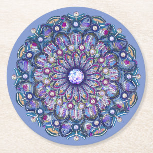 Dessous-de-verre Rond En Papier Rosace bleue