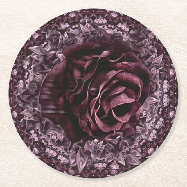 Dessous-de-verre Rond En Papier Rosace Mandala  (Devant)