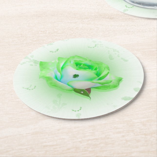 Dessous-de-verre Rond En Papier Rose celte vert (Incliné)