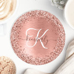 Dessous-de-verre Rond En Papier Rose Gold brossé Parties scintillant métallique No<br><div class="desc">Personnalisez facilement ce design de dessous de verre en papier chic et branché avec une jolie parties scintillant brillante en or rose sur un arrière - plan métallique brossé en or rose.</div>