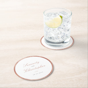 Dessous-de-verre Rond En Papier Rose Gold Classic Élégance minimaliste Mariage