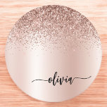 Dessous-de-verre Rond En Papier Rose Gold - Parties scintillant rose pâle Nom du m<br><div class="desc">Rose Gold - Blush Pink Faux Foil Parties scintillant à étincelles métalliques brossé Monogramme en métal Nom Dessous de verre en papier. Cela fait le cadeau parfait de remise de diplômes, anniversaire, mariage, douche nuptiale, anniversaire, baby shower ou bachelorette pour quelqu'un qui aime le luxe glam et les styles chic....</div>