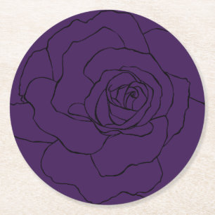 Dessous-de-verre Rond En Papier Rose noir sur violet