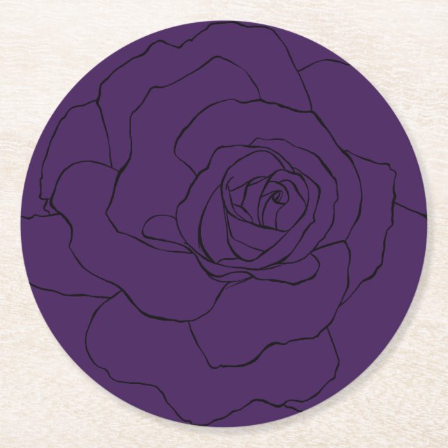 Dessous-de-verre Rond En Papier Rose noir sur violet (Devant)
