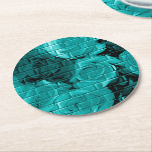 Dessous-de-verre Rond En Papier Roses de briques-03-Dessous de verre de fête Turqu