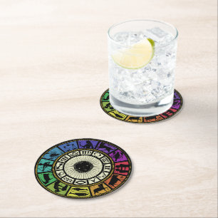 Dessous-de-verre Rond En Papier Roue vintage Zodiac