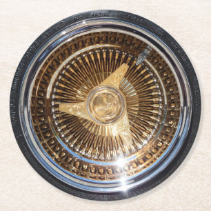 Dessous-de-verre Rond En Papier Roues à fils d'or à roues basses Pneus à roues à c