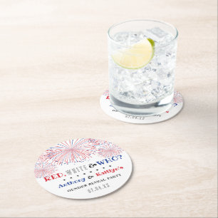 Dessous-de-verre Rond En Papier Rouge, Blanc & Qui ? 4 juillet Parti de la révélat