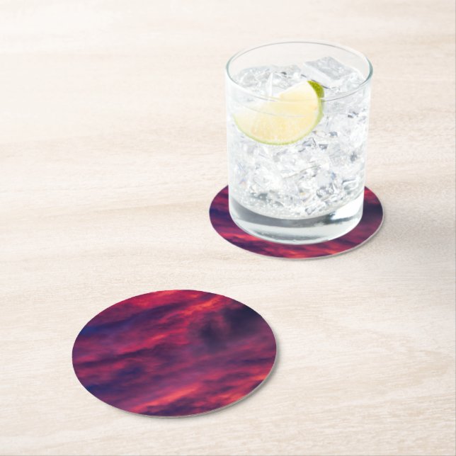 Dessous-de-verre Rond En Papier rouge d'août (En situation)
