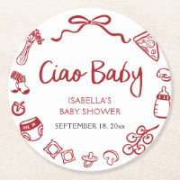 Rouge Italien Main Tirée Pizza Ciao Baby shower bé