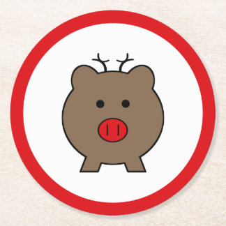 Dessous-de-verre Rond En Papier Roy le cochon de Noël