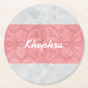 Dessous-de-verre Rond En Papier Ruddy rose Batik gris Aquarelle Nom