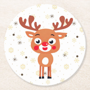 Dessous-de-verre Rond En Papier Rudolph Red Nose Reindeer Dessous de verre papier