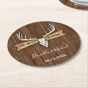 Dessous-de-verre Rond En Papier Russe Antlers Cerf Mariage crâne