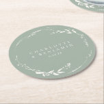 Dessous-de-verre Rond En Papier Sage Green Floral Wreath Monogramme personnalisé<br><div class="desc">Dessous de verre de papier personnalisé Sage Green Floral Wreath Monogramme</div>