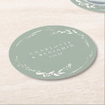 Dessous-de-verre Rond En Papier Sage Green Floral Wreath Monogramme personnalisé<br><div class="desc">Dessous de verre de papier personnalisé Sage Green Floral Wreath Monogramme</div>