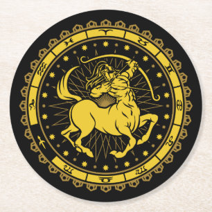 Dessous-de-verre Rond En Papier Sagittaire - Symbole - Symbole - Horoscope