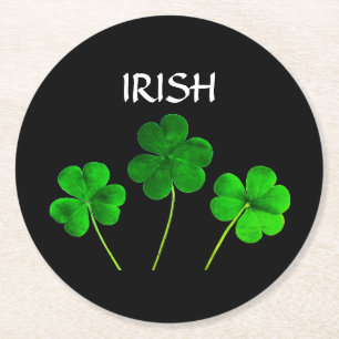Dessous-de-verre Rond En Papier Saint Patrick's Day Iriss Shamrocks Feuilles Green