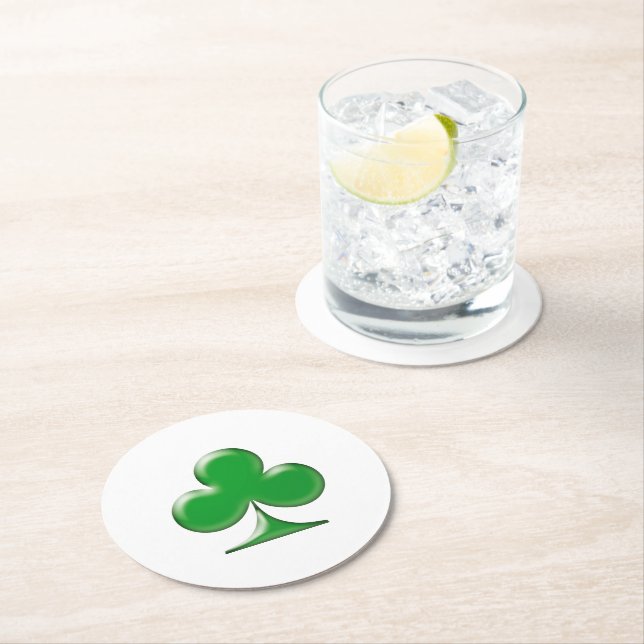 Dessous-de-verre Rond En Papier Saint Patrick's Day Irlandais Green Clover Shamroc (En situation)