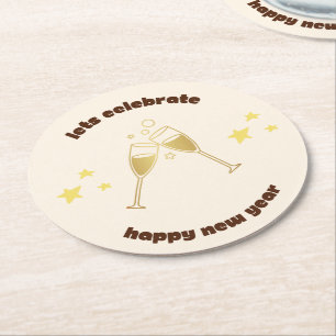 Dessous-de-verre Rond En Papier Salles de champagne Message de Nouvel An