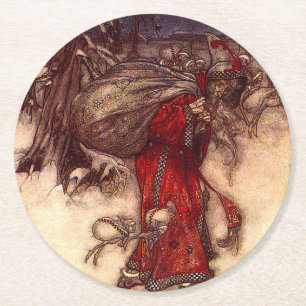 Dessous-de-verre Rond En Papier Santa Claus Arthur Rackham