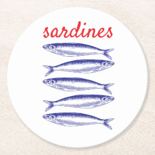 Dessous-de-verre Rond En Papier Sardines