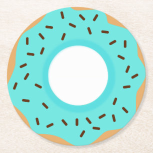 Dessous-de-verre Rond En Papier Saupoudrer de chocolat de beignets bleus