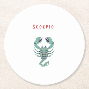 Dessous-de-verre Rond En Papier Scorpion rose, zodiaque, signe du zodiaque